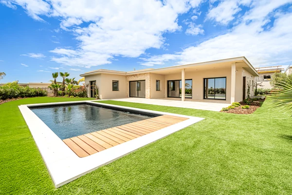 Modern house with pool and landscaped garden