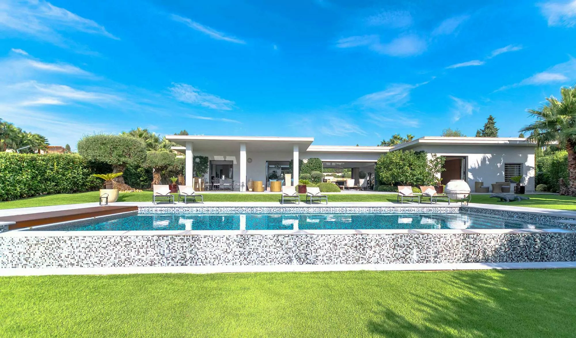 Modern villa with swimming pool and garden